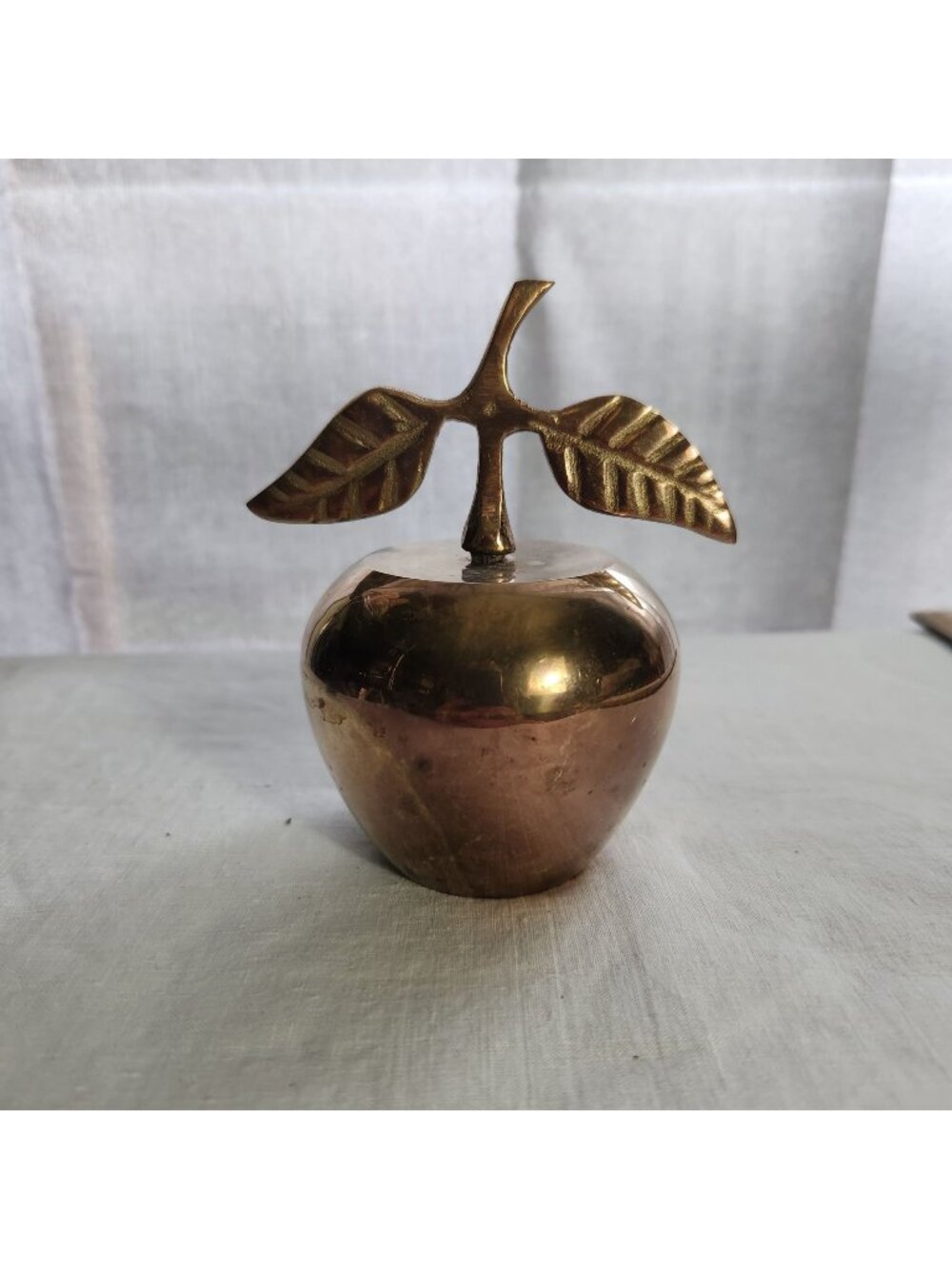 Vintage Brass Apple Bell With Leaf Design - 3.5 Inches Tall & 2.5 Inches Wide